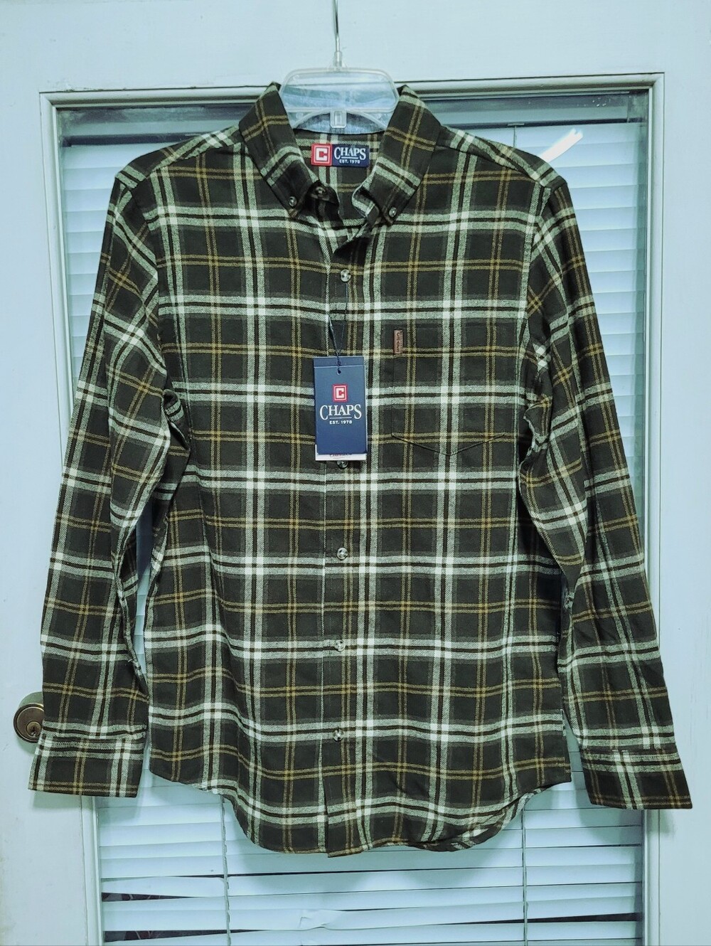 NWT Mens Chaps Green Flannel Shirt Size Small 21 X 29